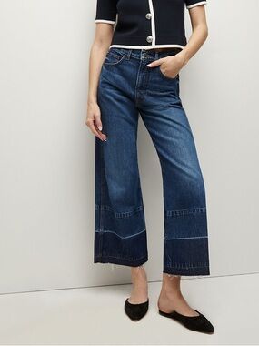 Veronica Beard Taylor Released Hem Cropped Wide-Leg Jean. Size 24 Women 
#371